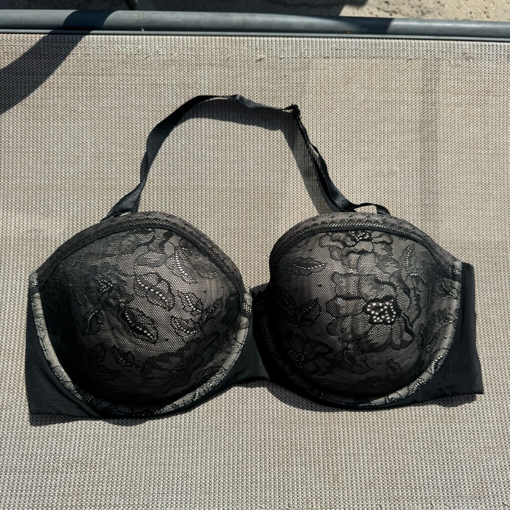 Cacique lightly lined multiway strapless Black Floral Lace Bra 44DD